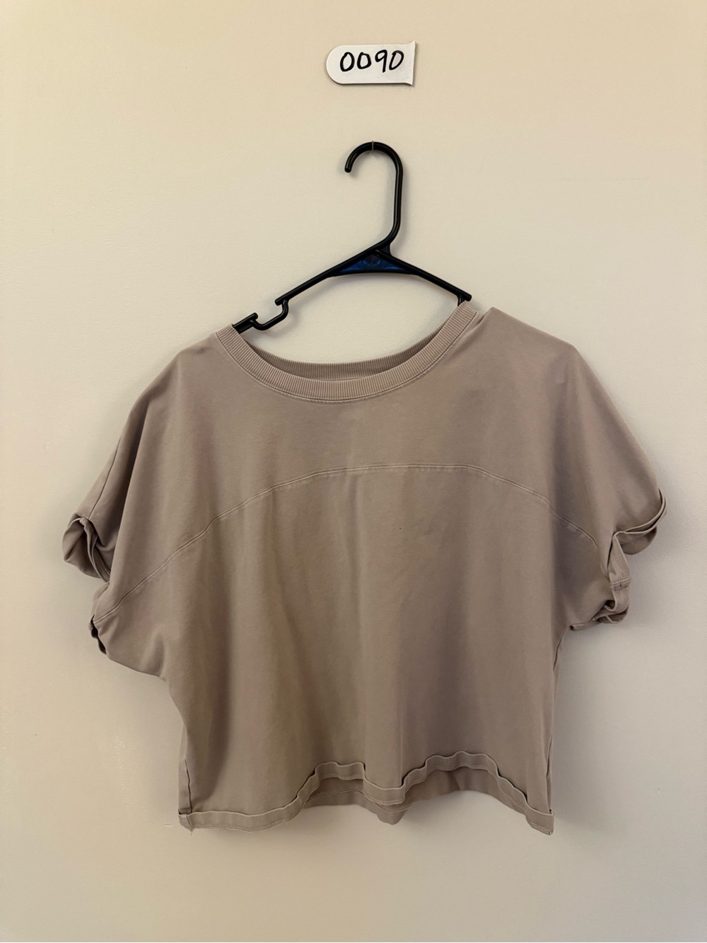 aerie Cropped Boxy Tee in Taupe